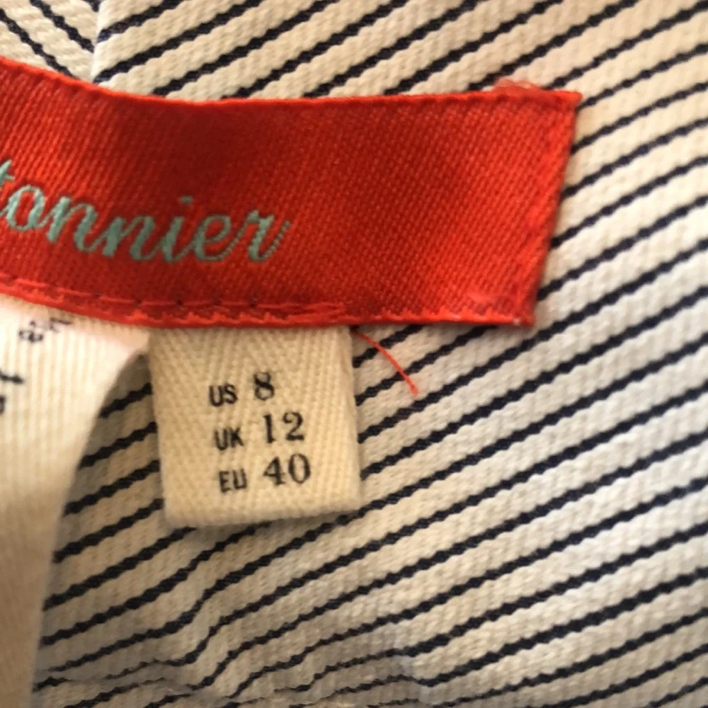 Anthropologie Designer Pants White w/Blue pinstripes EUC - Picture 6 of 7